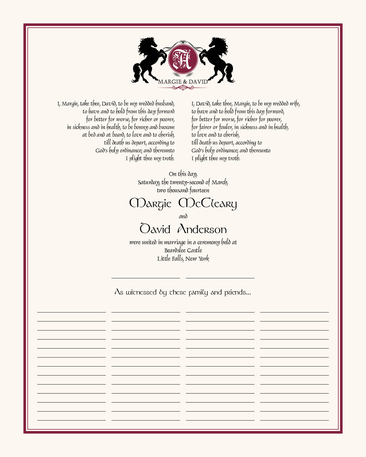 Traditional Wedding Vows and Love Poetry Documents and Designs